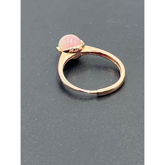 Rose Gold-plated 925 Natural Jadeite Round Ball Gemstone Adjustable Ring Sz 8.75 - Picture 7 of 10